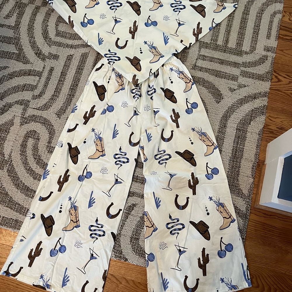 The Lullaby Club Western Linen Matching Set